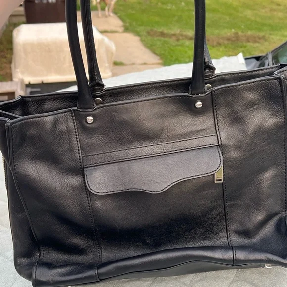 Rebecca Minkoff Black Leather MAB Tote with Side Zippers - Picture 7 of 9
